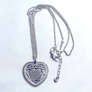 Retired BRIGHTON MEDAILLE HEART Reversible Convertible Pendant Necklace